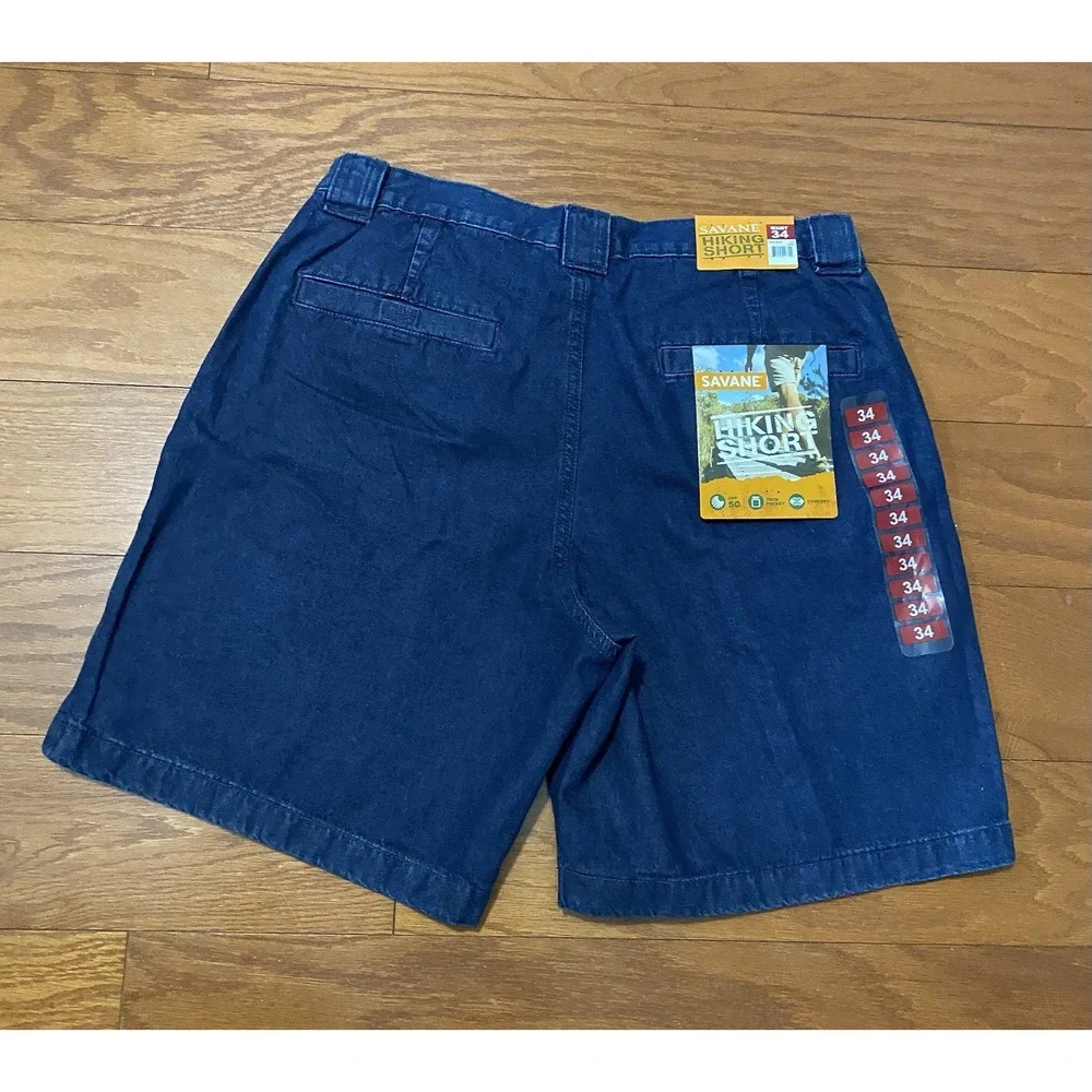 Savane Cargo Shorts Men's 34 Denim Elastic Waist Tech Pocket Hiking New! NWT